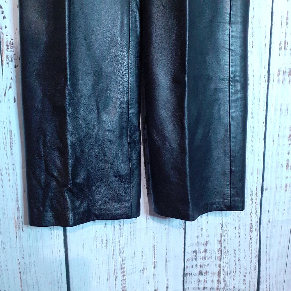 Alfani black leather y2k vintage high waisted straight leg trousers pants - Picture 4 of 11